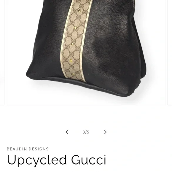 Gucci Black Leather Backpack with Monogram Stripe - Picture 6 of 9